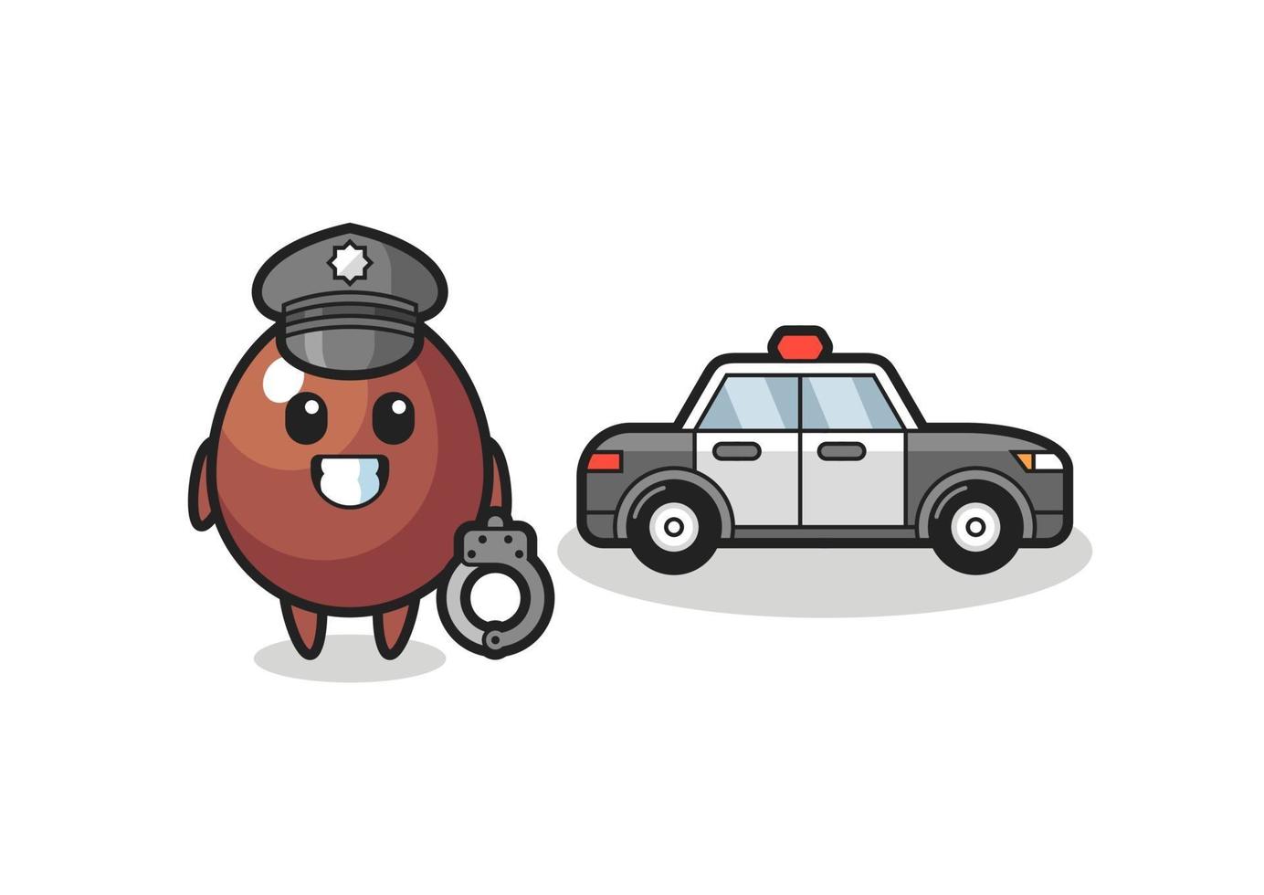 Cartoon mascot of chocolate egg as a police vector