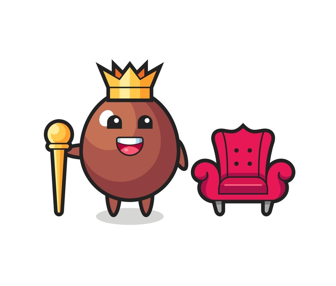 Mascot cartoon of chocolate egg as a king vector