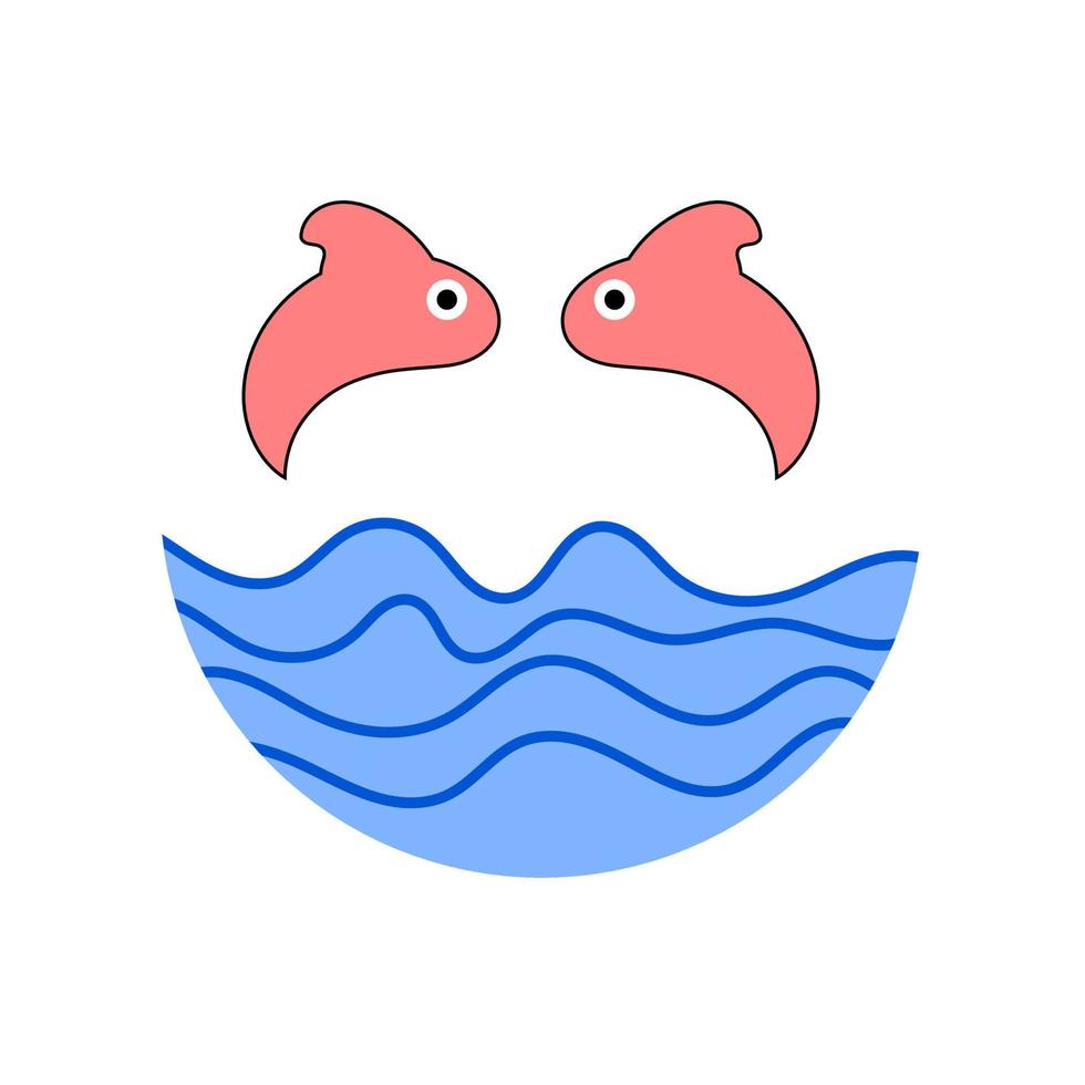 Fishes jumping over water concept. vector