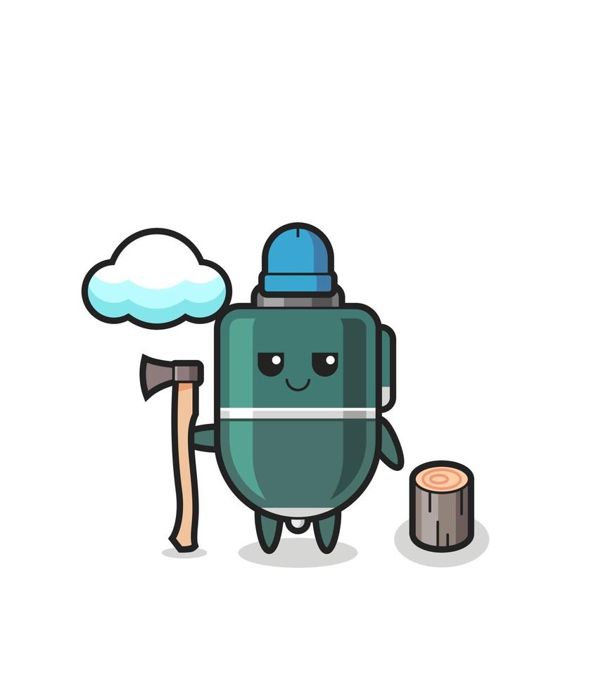 Character cartoon of ballpoint pen as a woodcutter vector