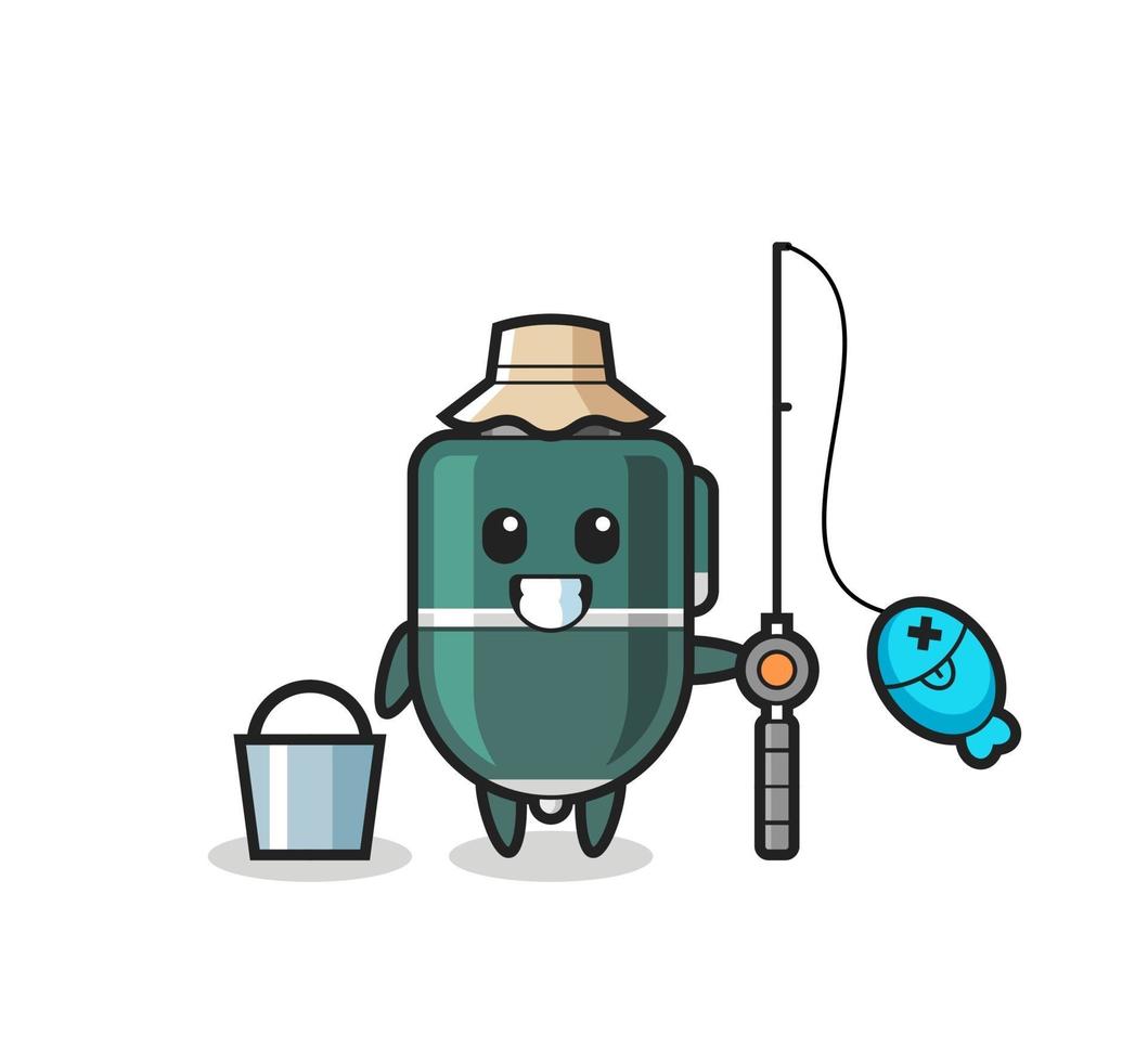 Mascot character of ballpoint pen as a fisherman vector