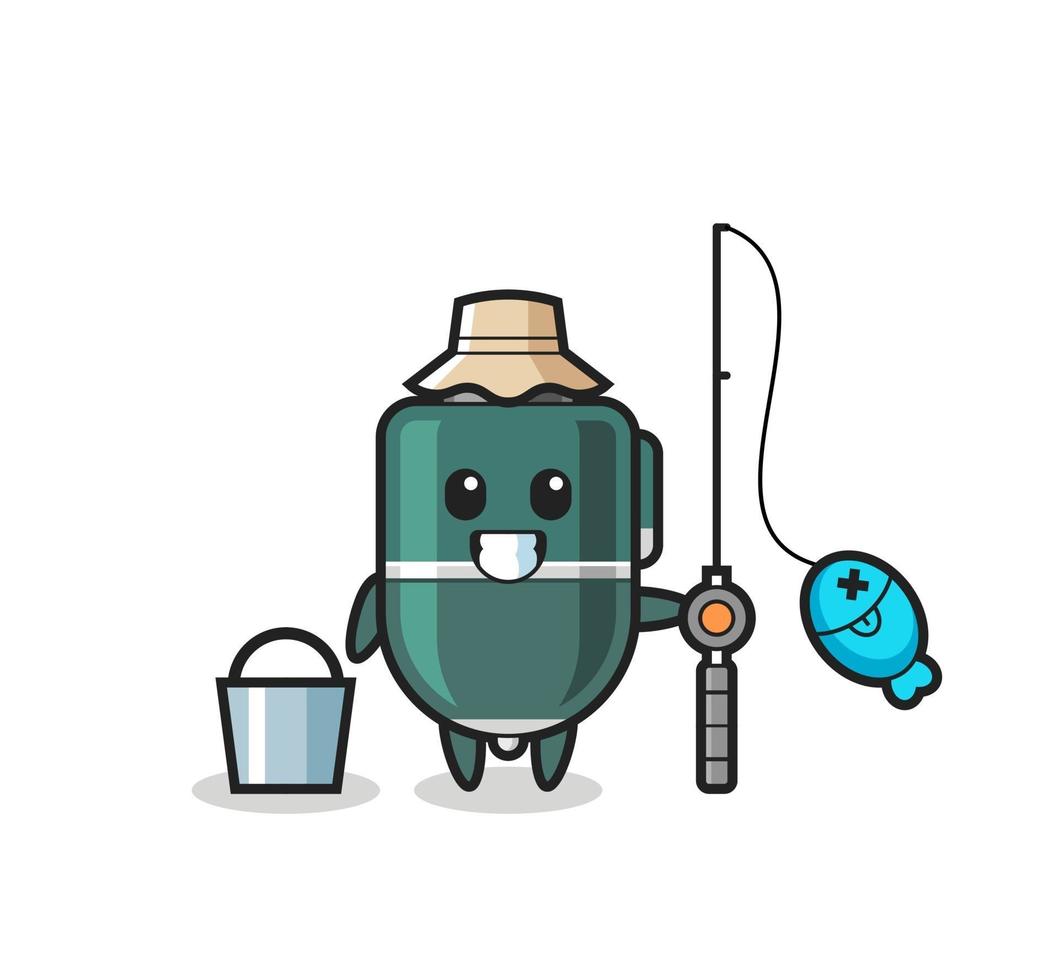 personaje mascota del bolígrafo como pescador vector