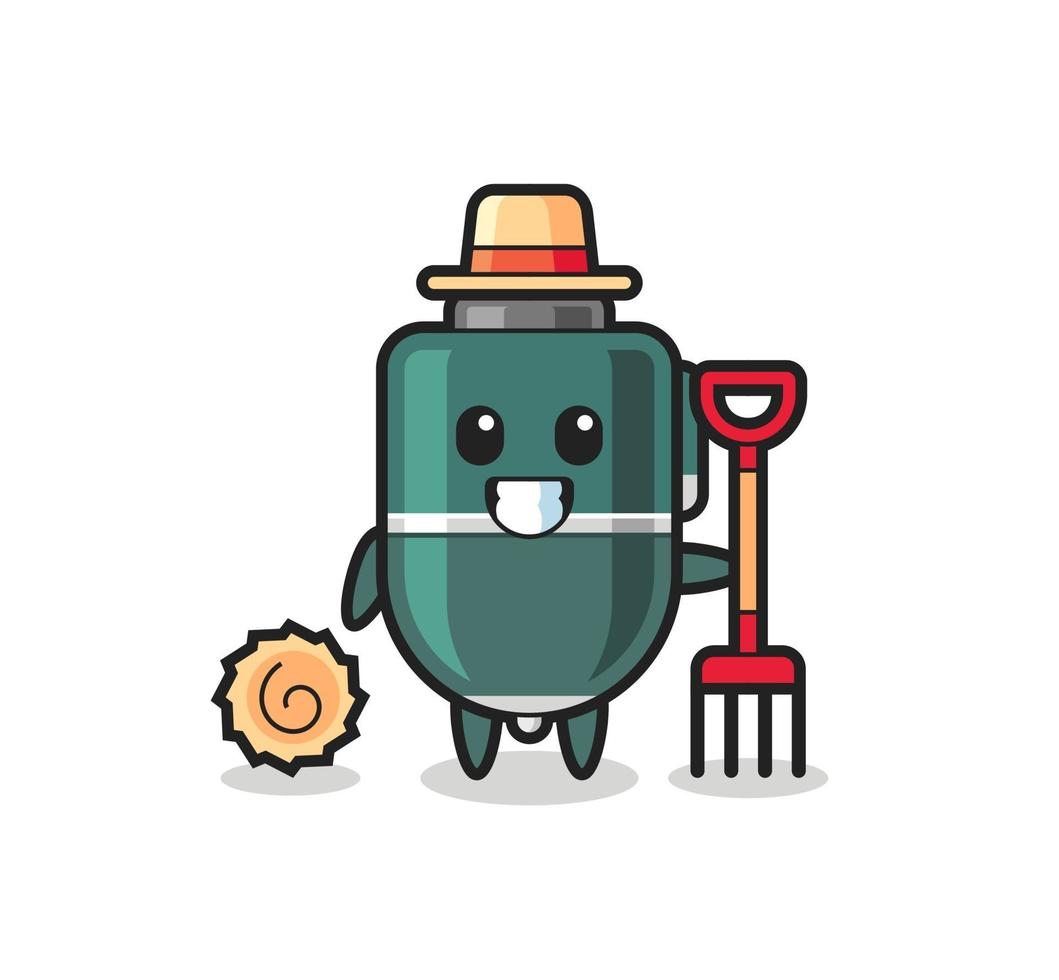 personaje mascota del bolígrafo como agricultor vector