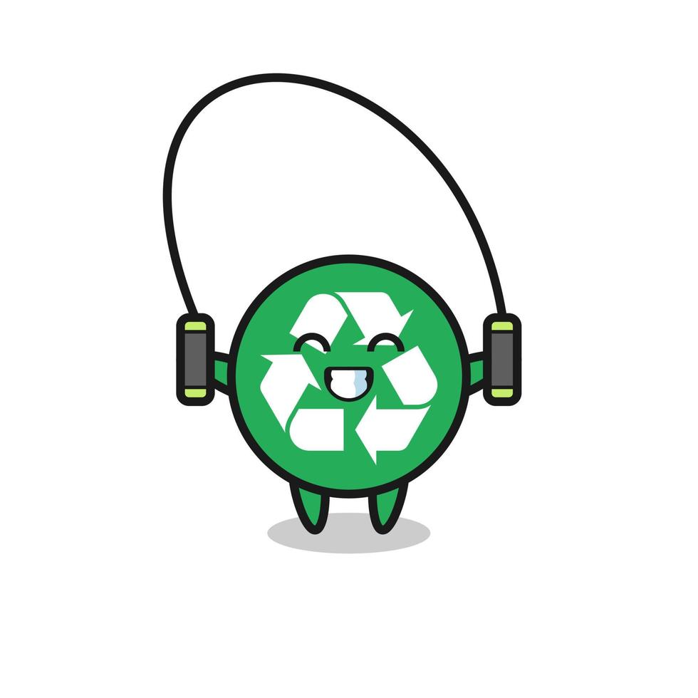 recycling character cartoon with skipping rope vector