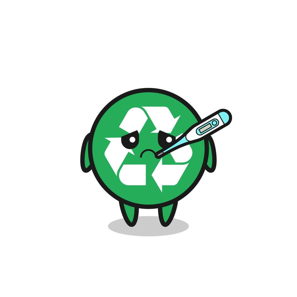 recycling mascot character with fever condition vector