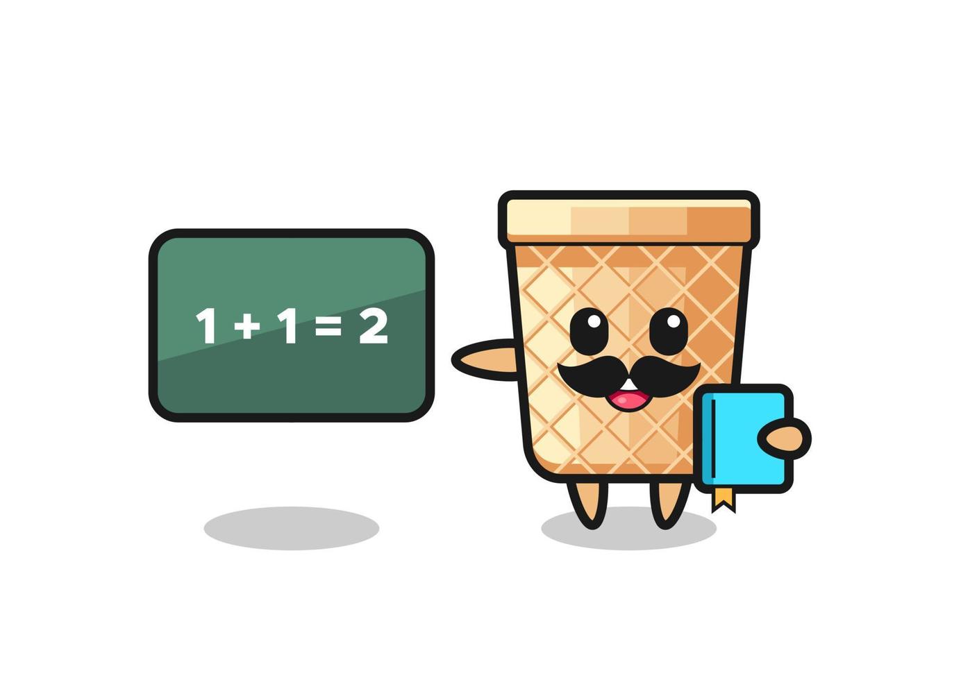 Illustration of waffle cone character as a teacher vector