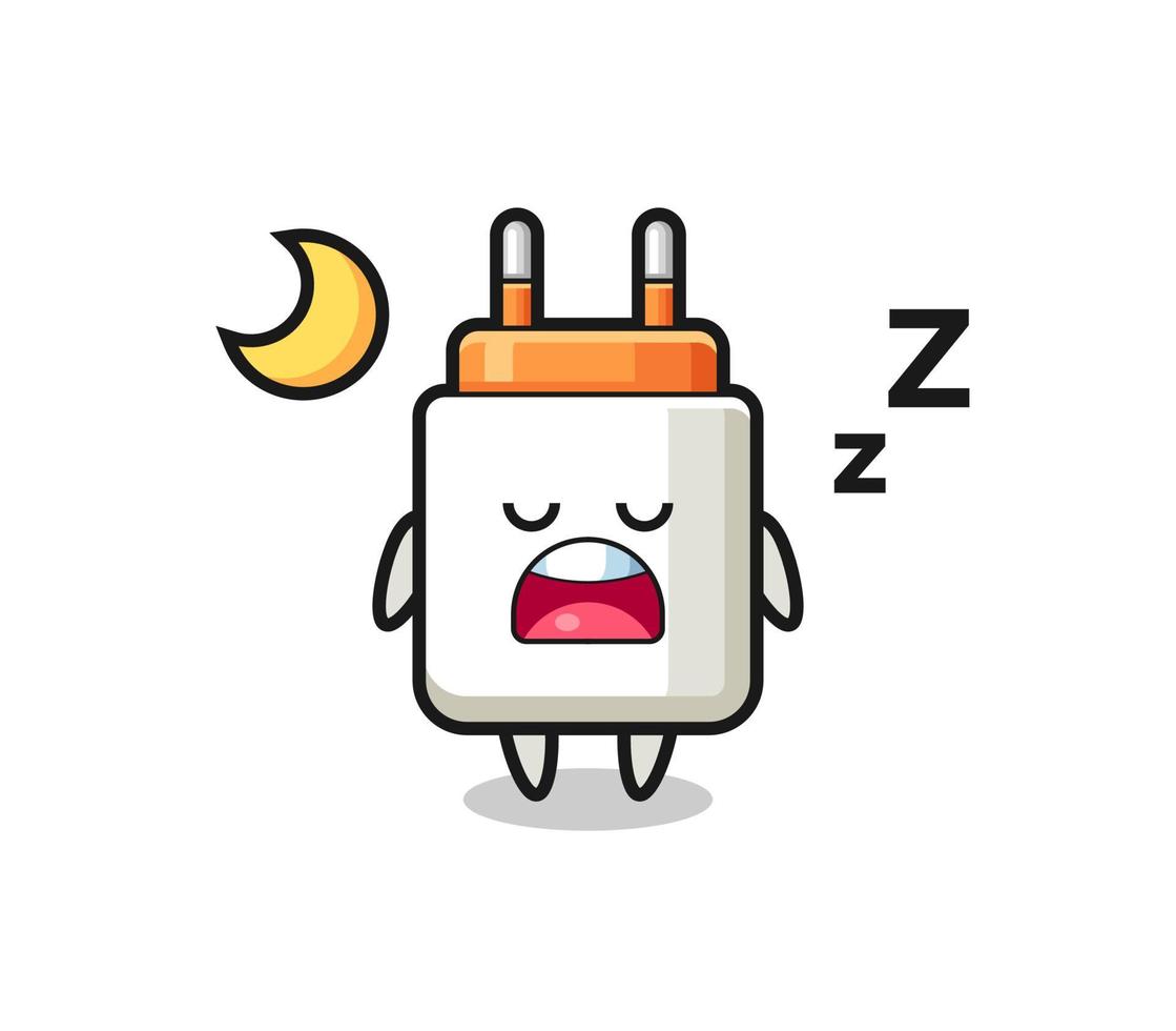 ilustración de personaje de adaptador de corriente durmiendo por la noche vector