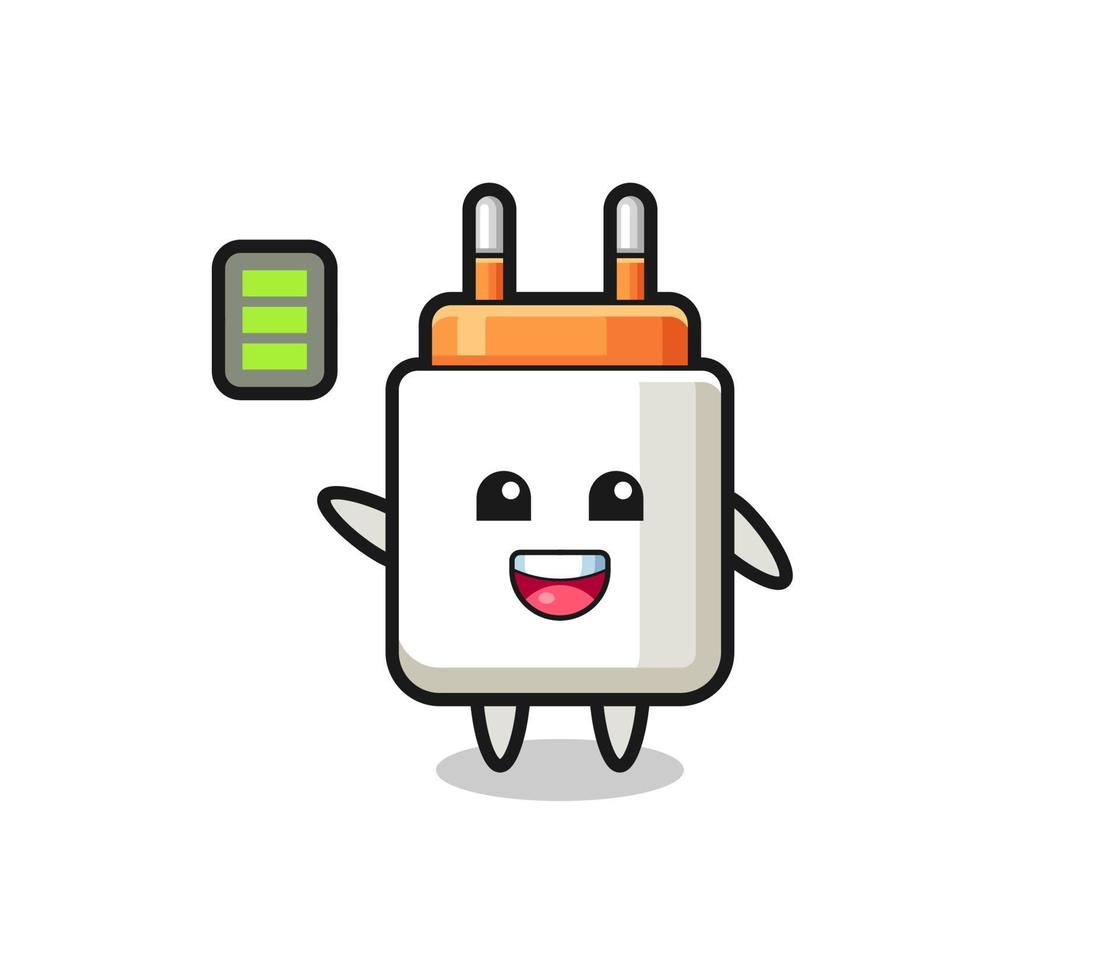 power adapter mascot character with energetic gesture vector