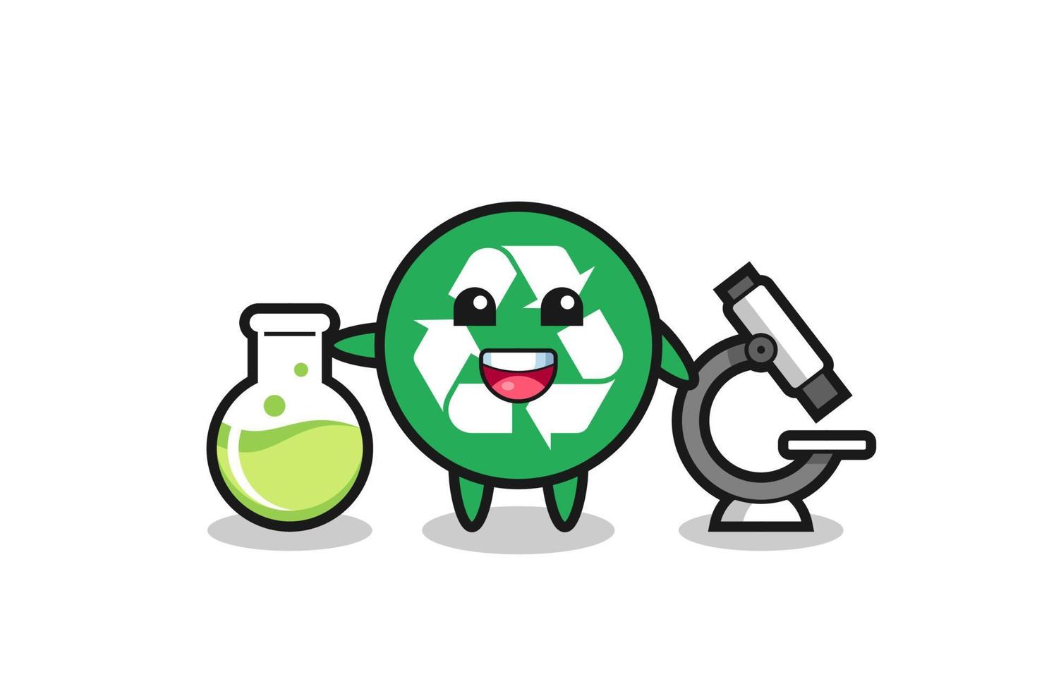 Mascot character of recycling as a scientist vector