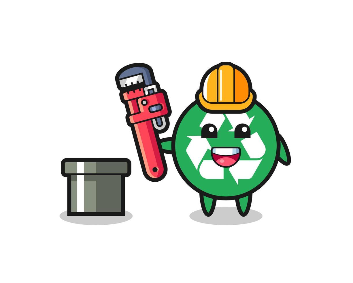 Character Illustration of recycling as a plumber vector