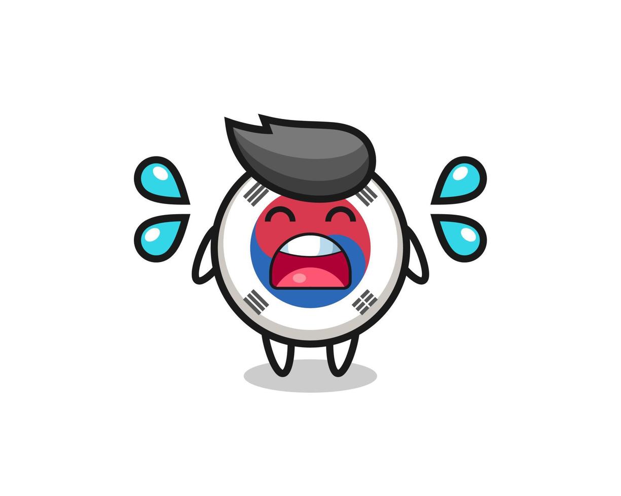 south korea flag cartoon illustration with crying gesture vector