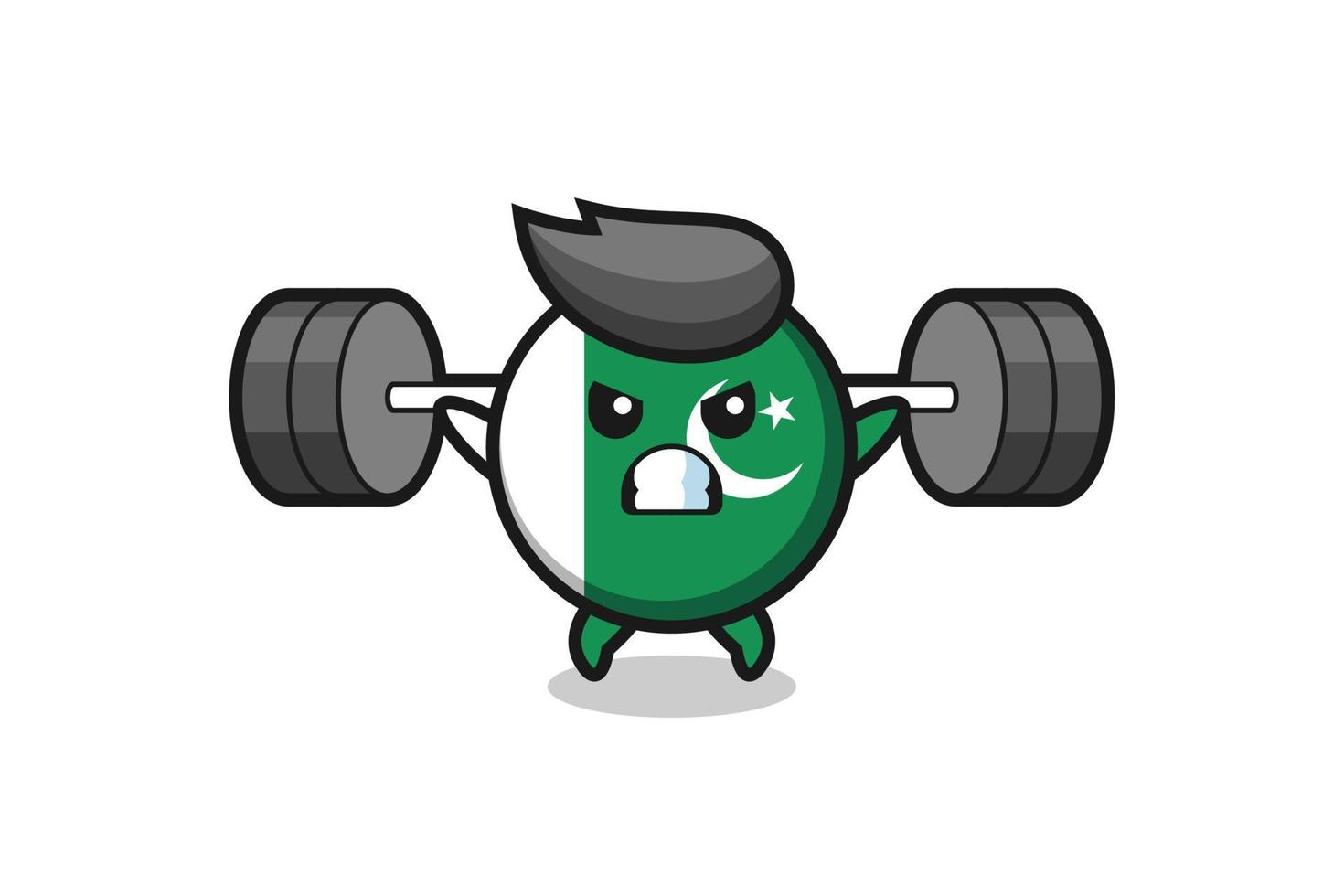 pakistan flag mascot cartoon with a barbell vector