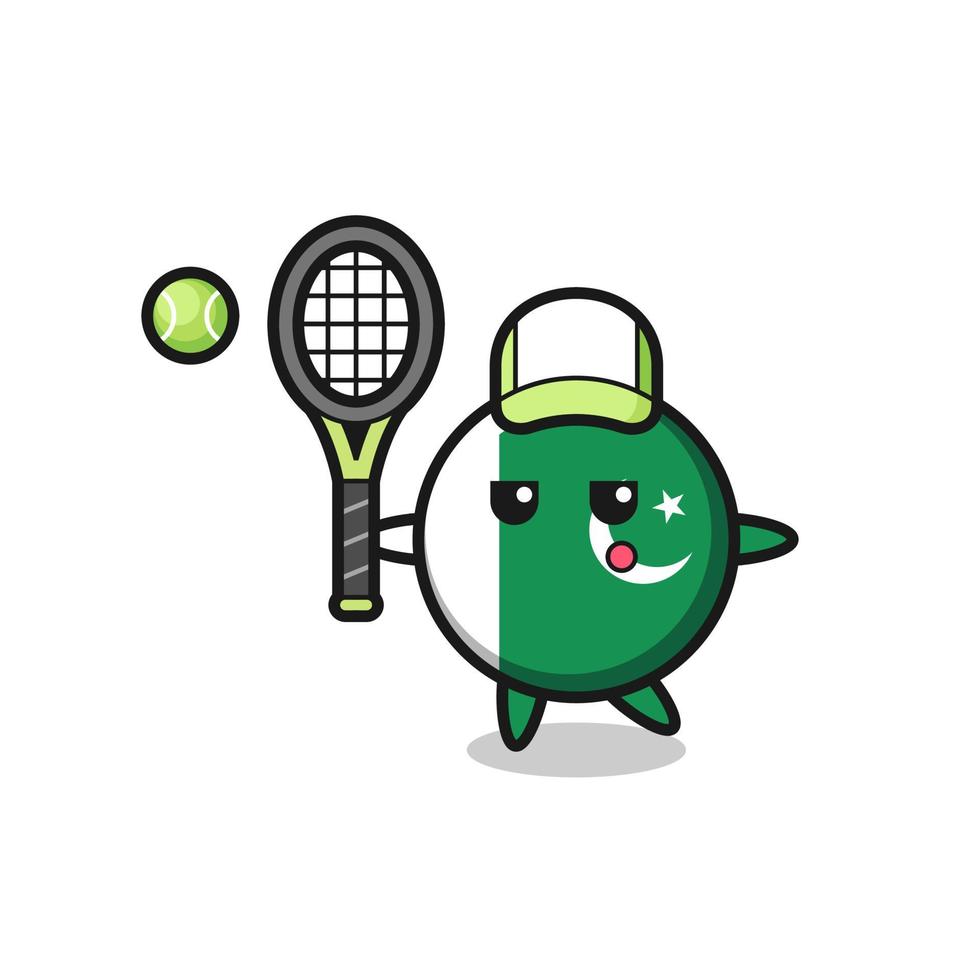 Cartoon character of pakistan flag as a tennis player vector