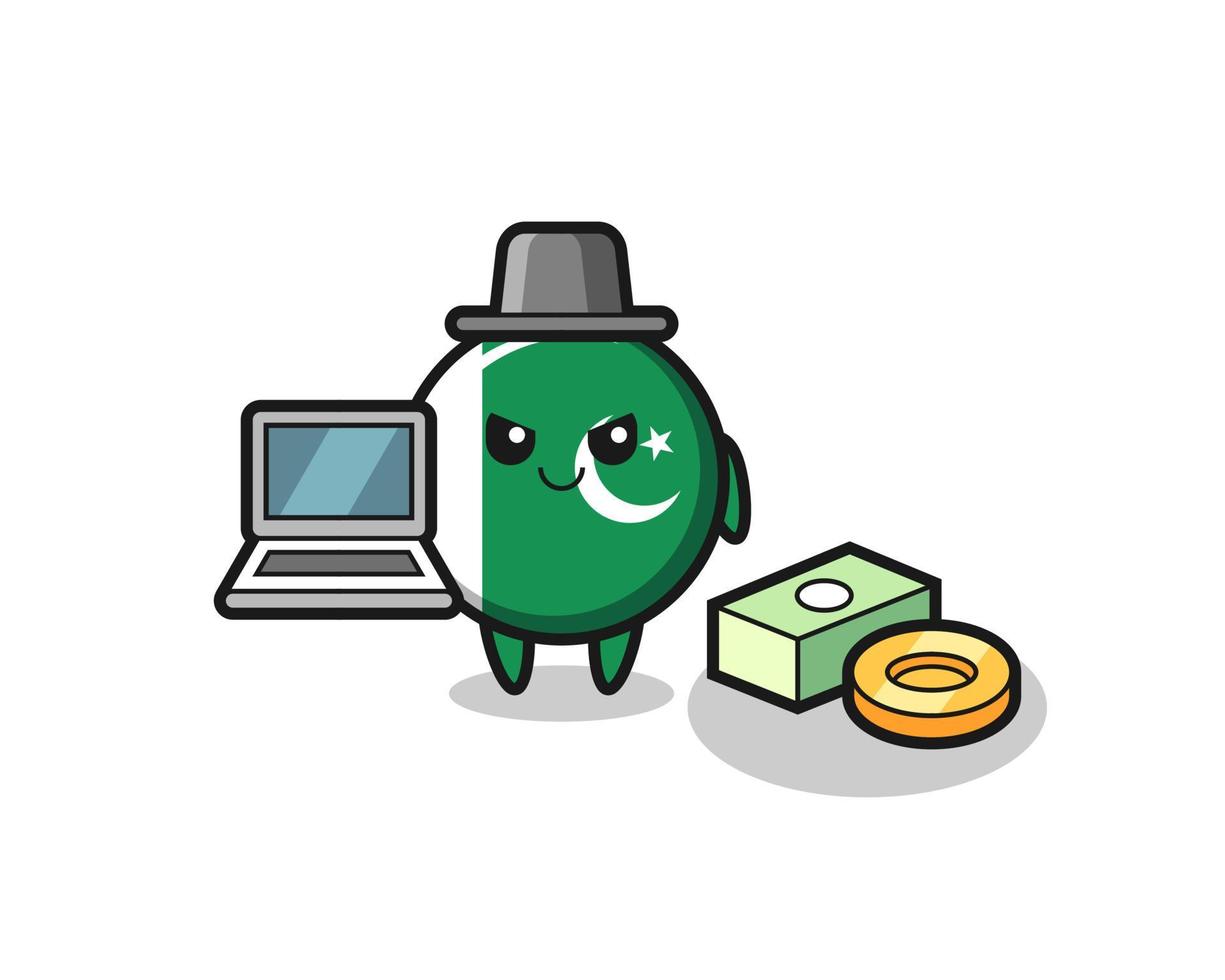 Mascot Illustration of pakistan flag as a hacker vector