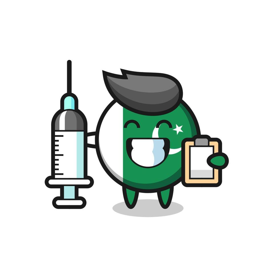 Ilustración de mascota de la bandera de Pakistán como médico vector