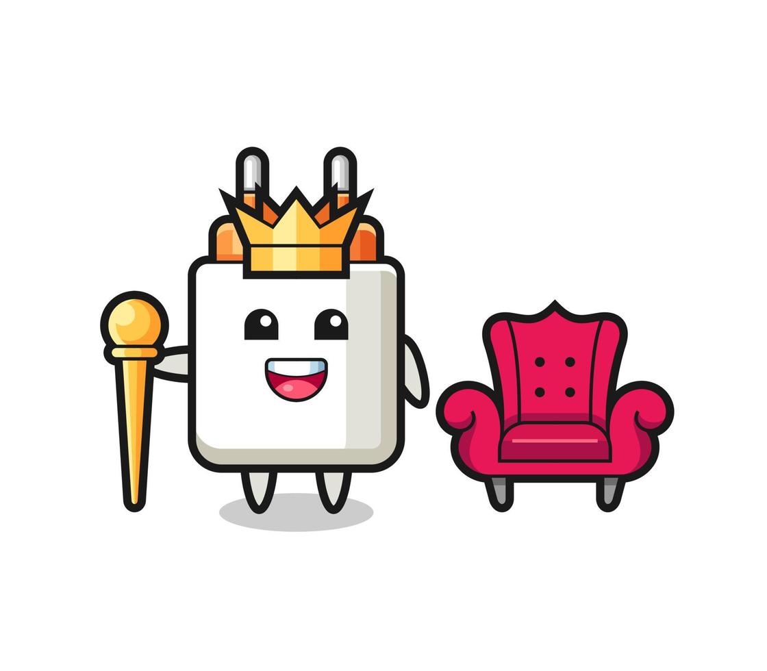 Mascot cartoon of power adapter as a king vector