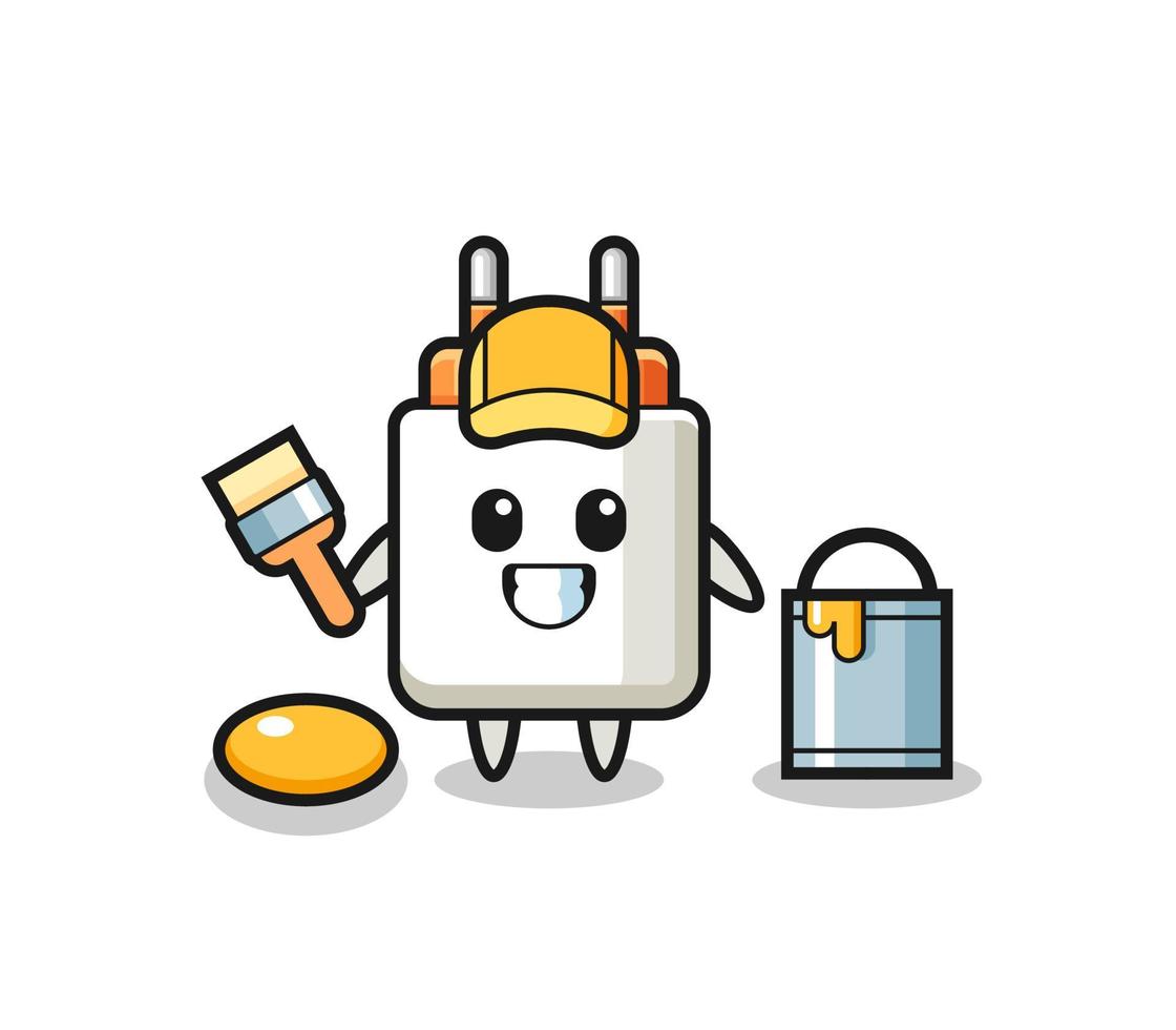 Character Illustration of power adapter as a painter vector