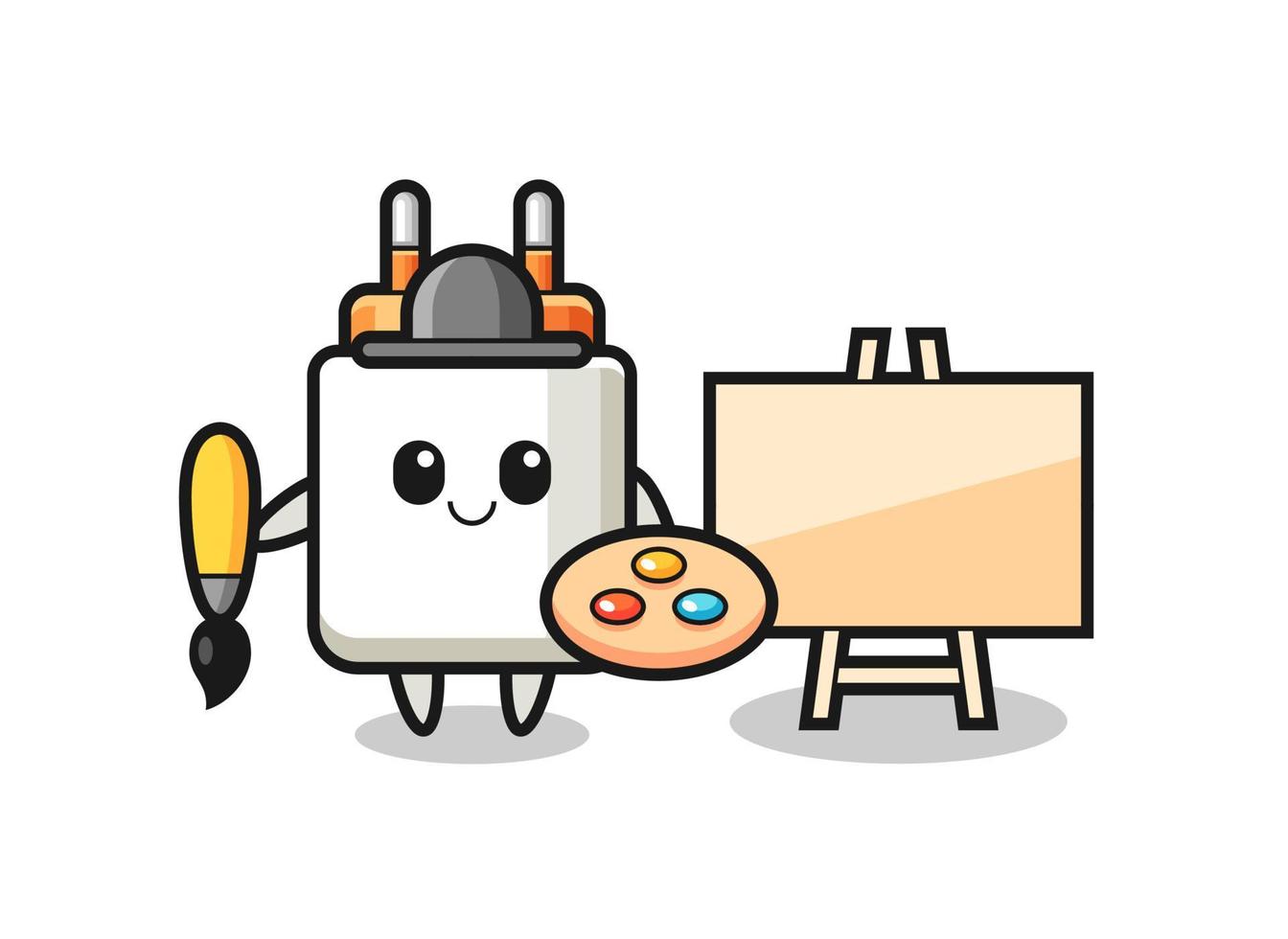 Illustration of power adapter mascot as a painter vector