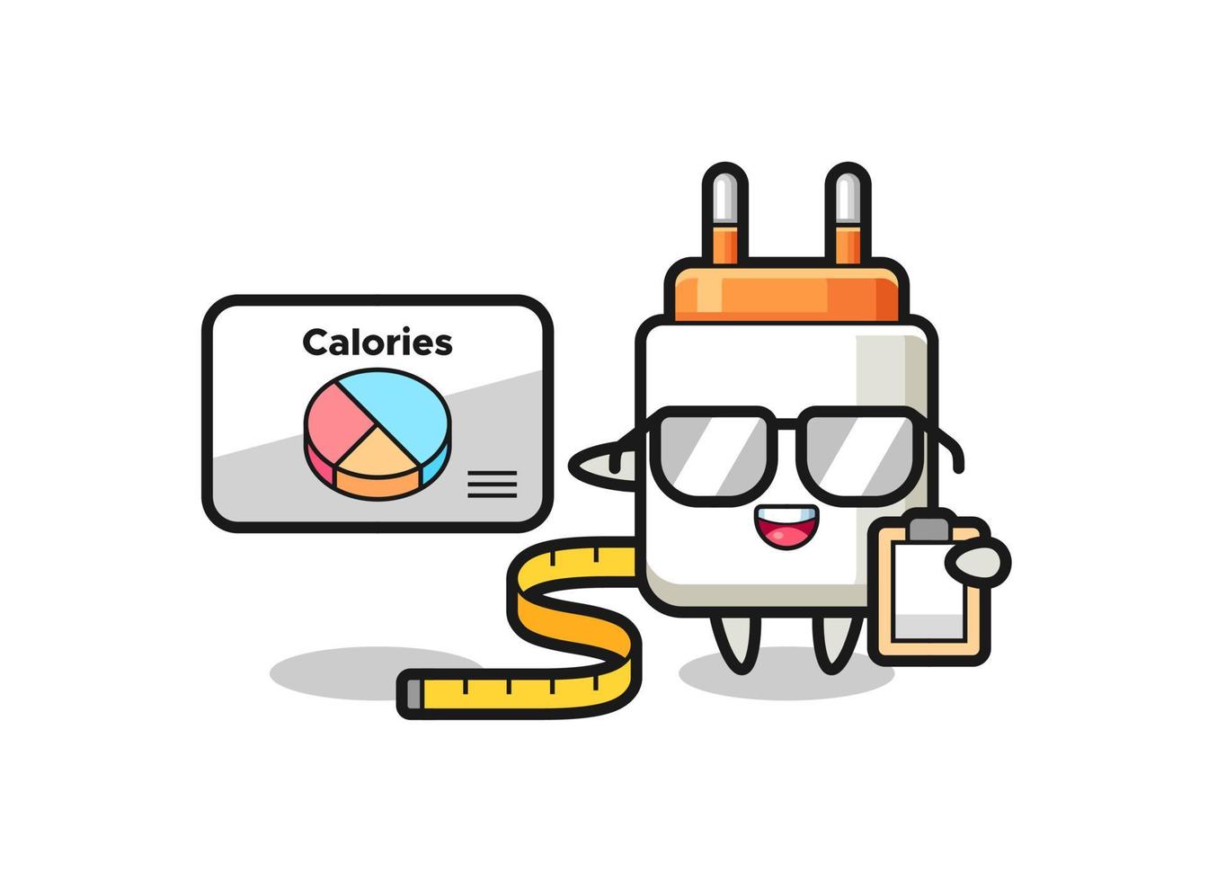 Illustration of power adapter mascot as a dietitian vector