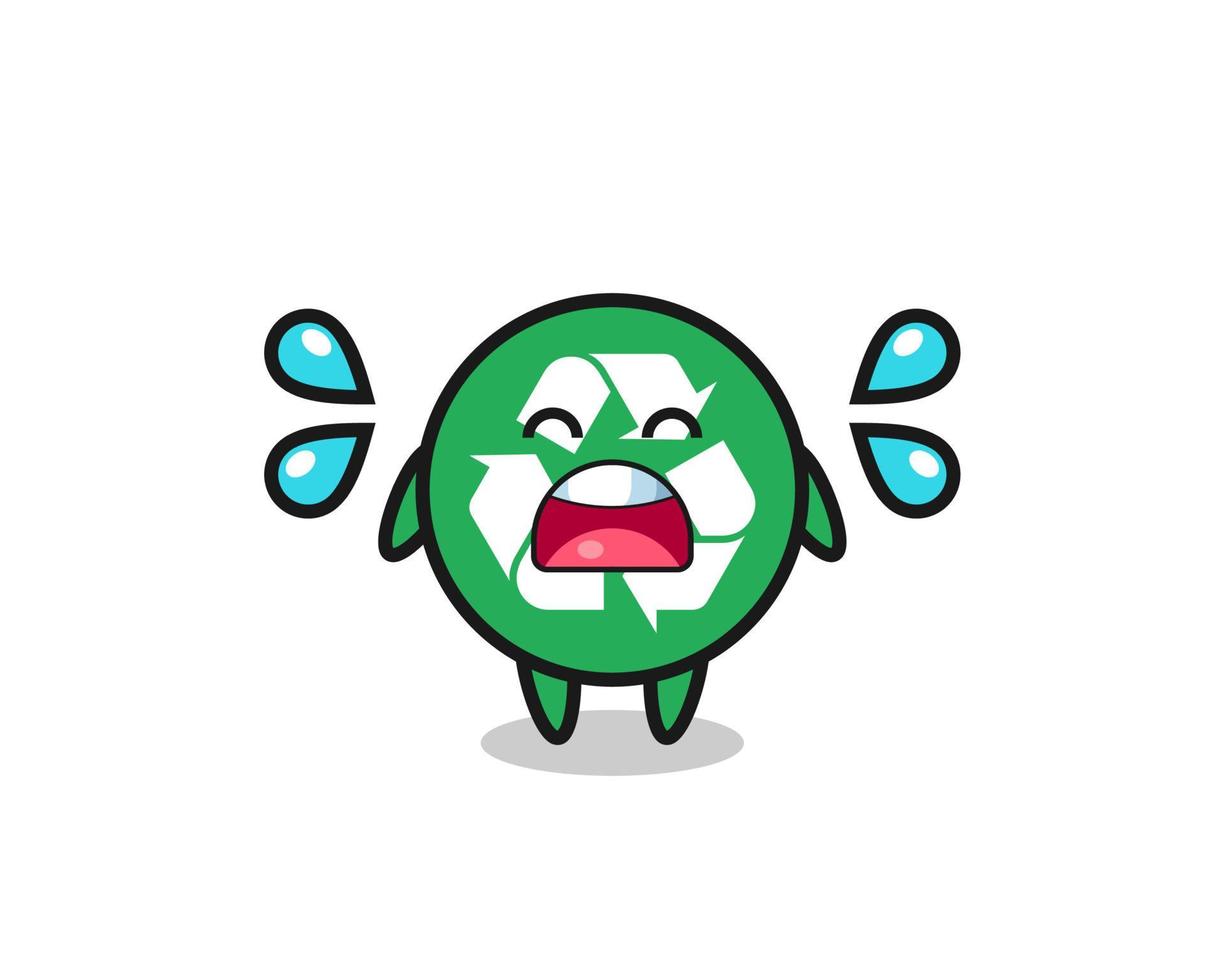 recycling cartoon illustration with crying gesture vector