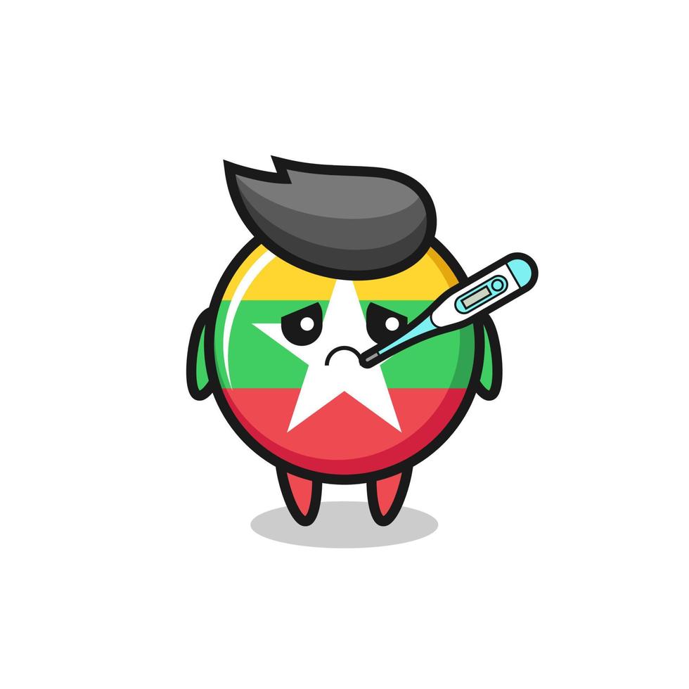 myanmar flag badge mascot character with fever condition vector