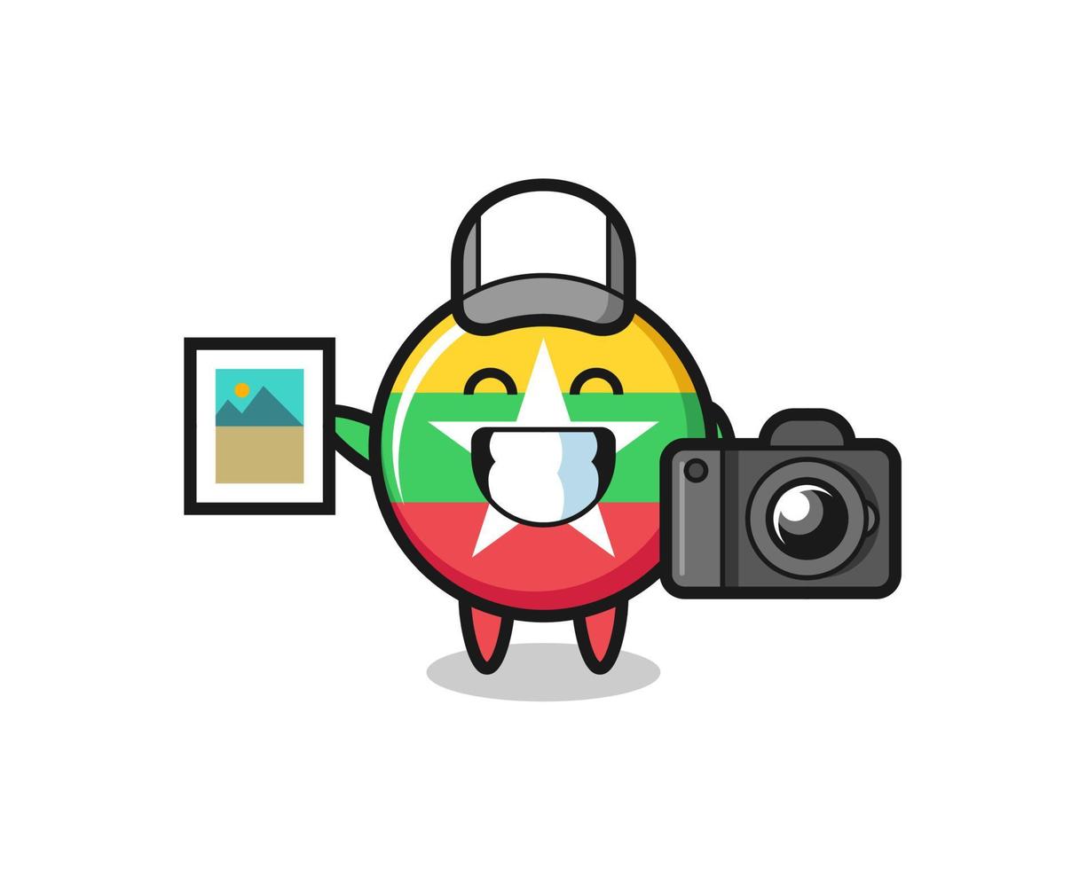 Character Illustration of myanmar flag badge as a photographer vector