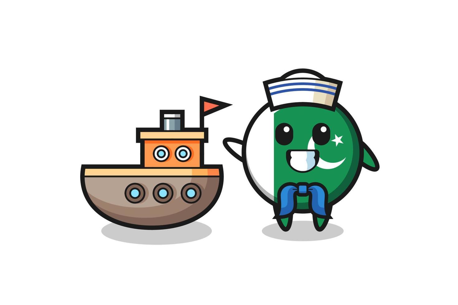 Character mascot of pakistan flag as a sailor man vector