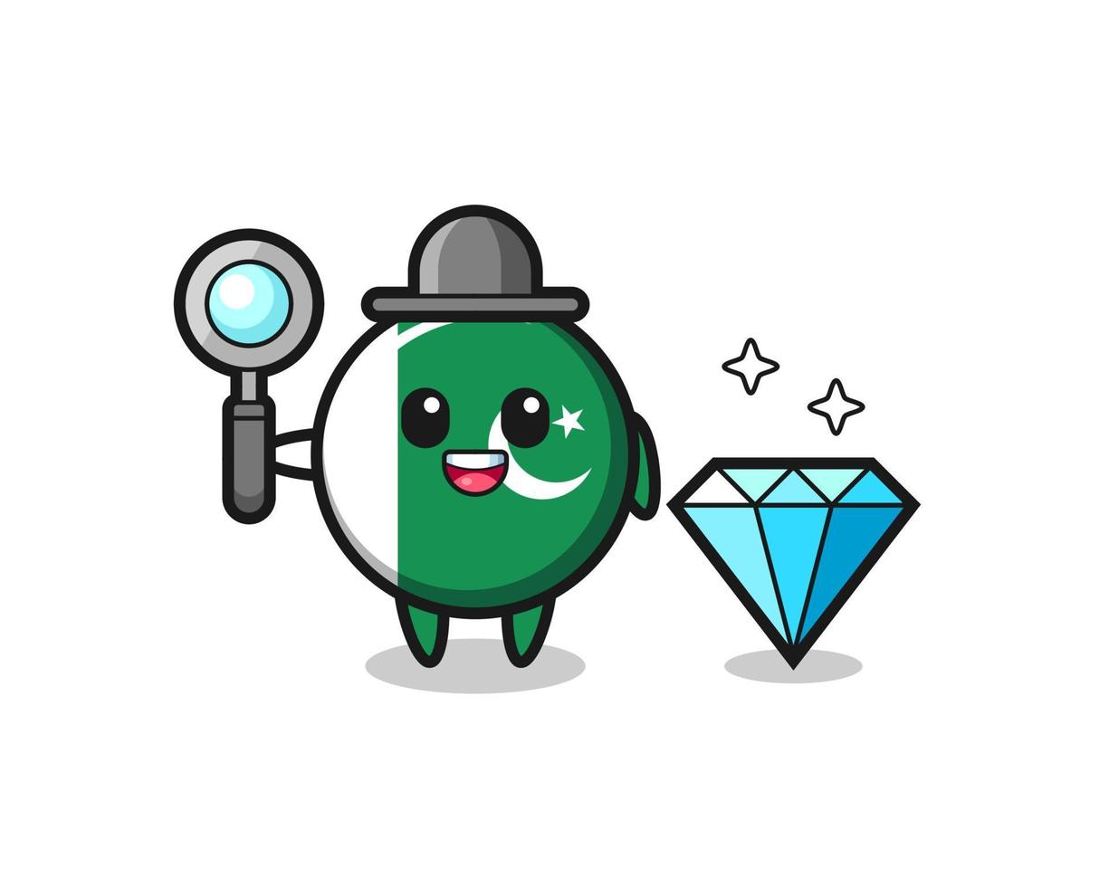 Illustration of pakistan flag character with a diamond vector