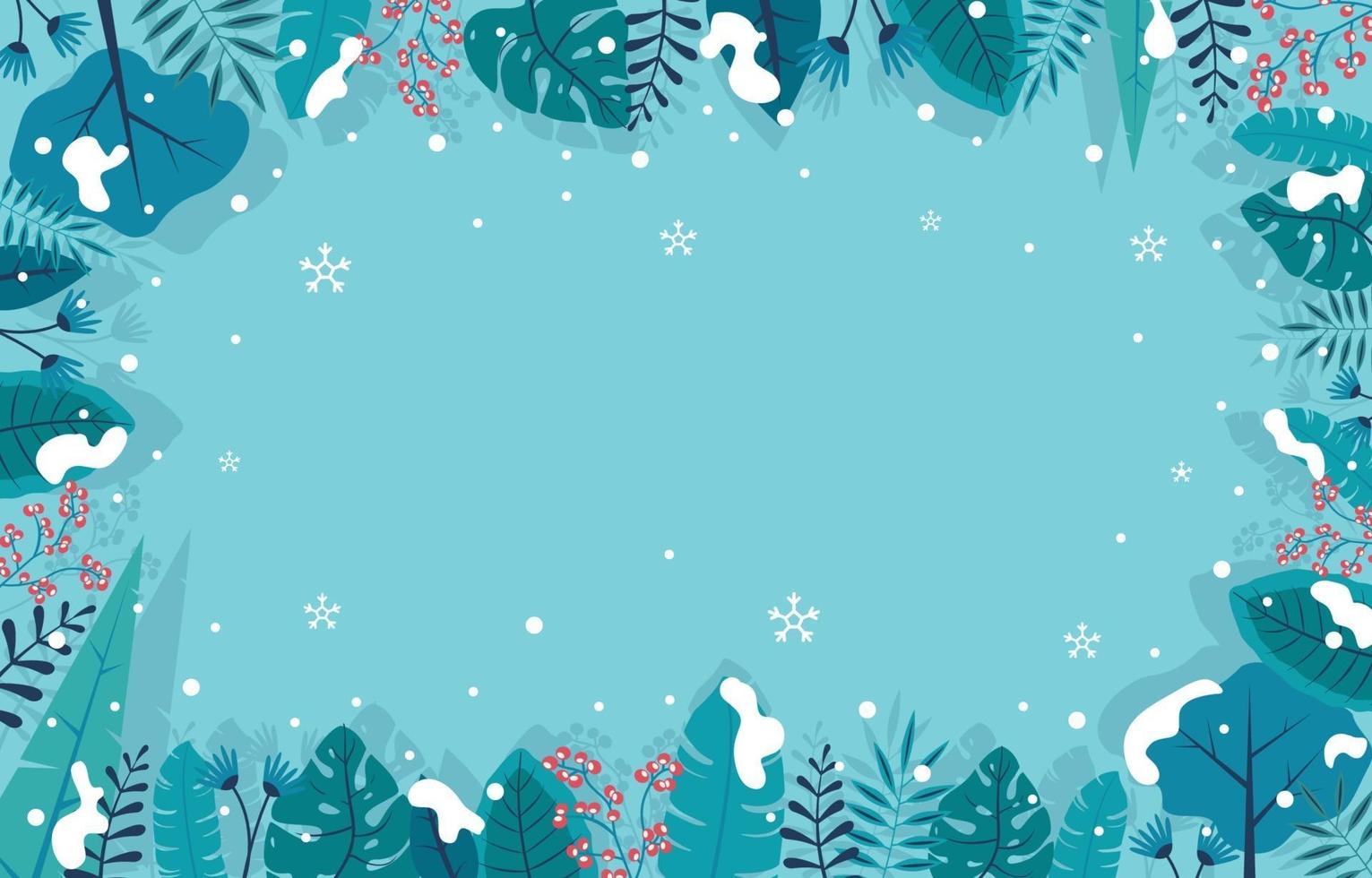 fondo floral de invierno y hojas vector