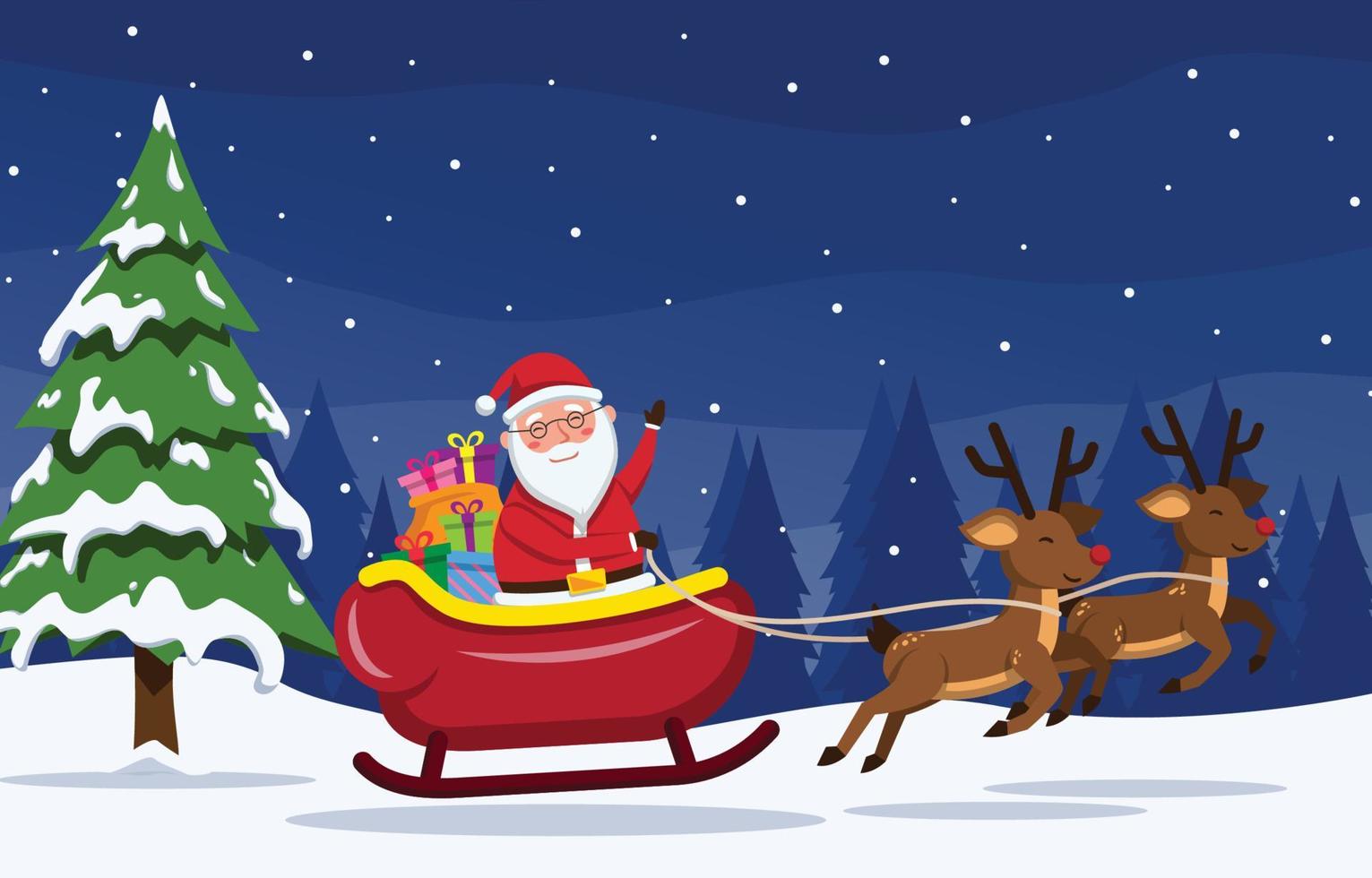 Santa Claus and the Reindeer Background vector