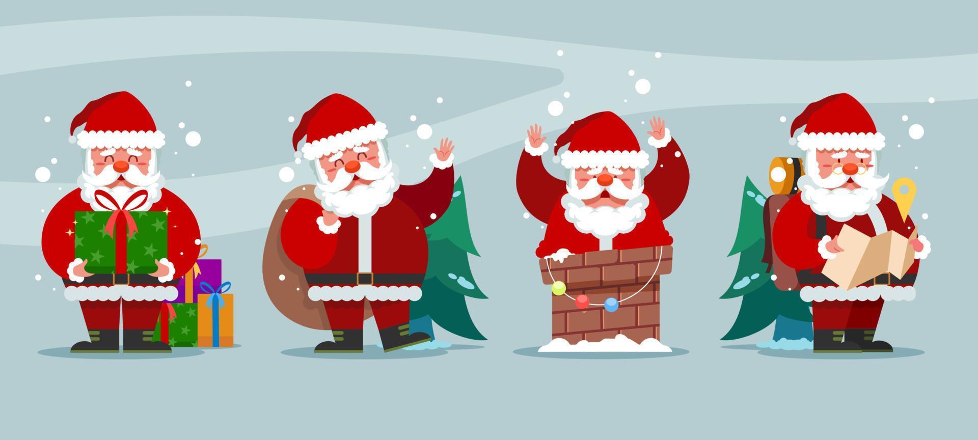 conjunto de personajes de santa claus lindo vector