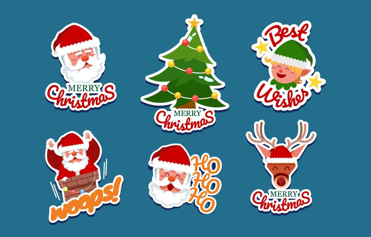 conjunto de pegatinas de elementos de santa claus vector