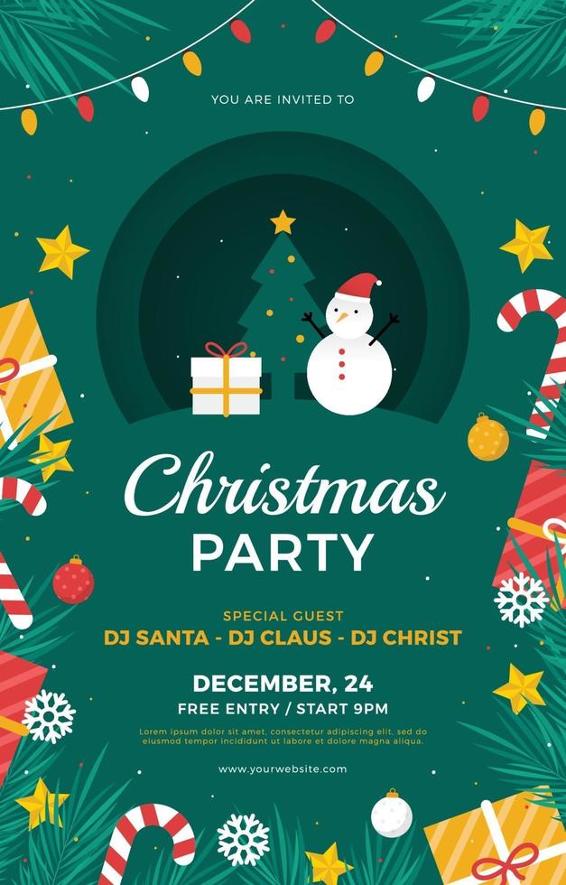 Flat Christmas Party Flyer vector
