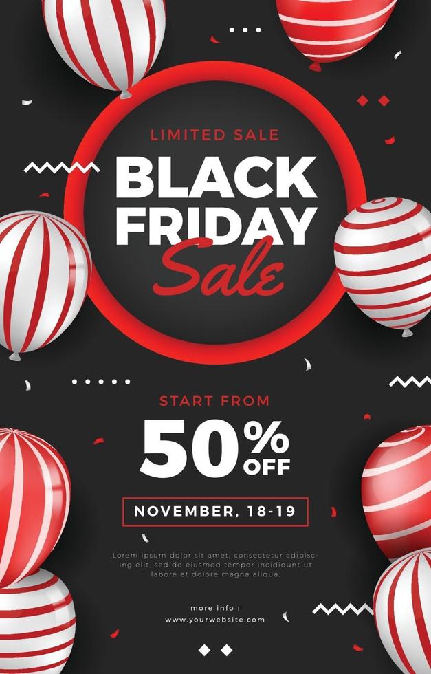 Black Friday Sale Flyer with Balloon Elements vector