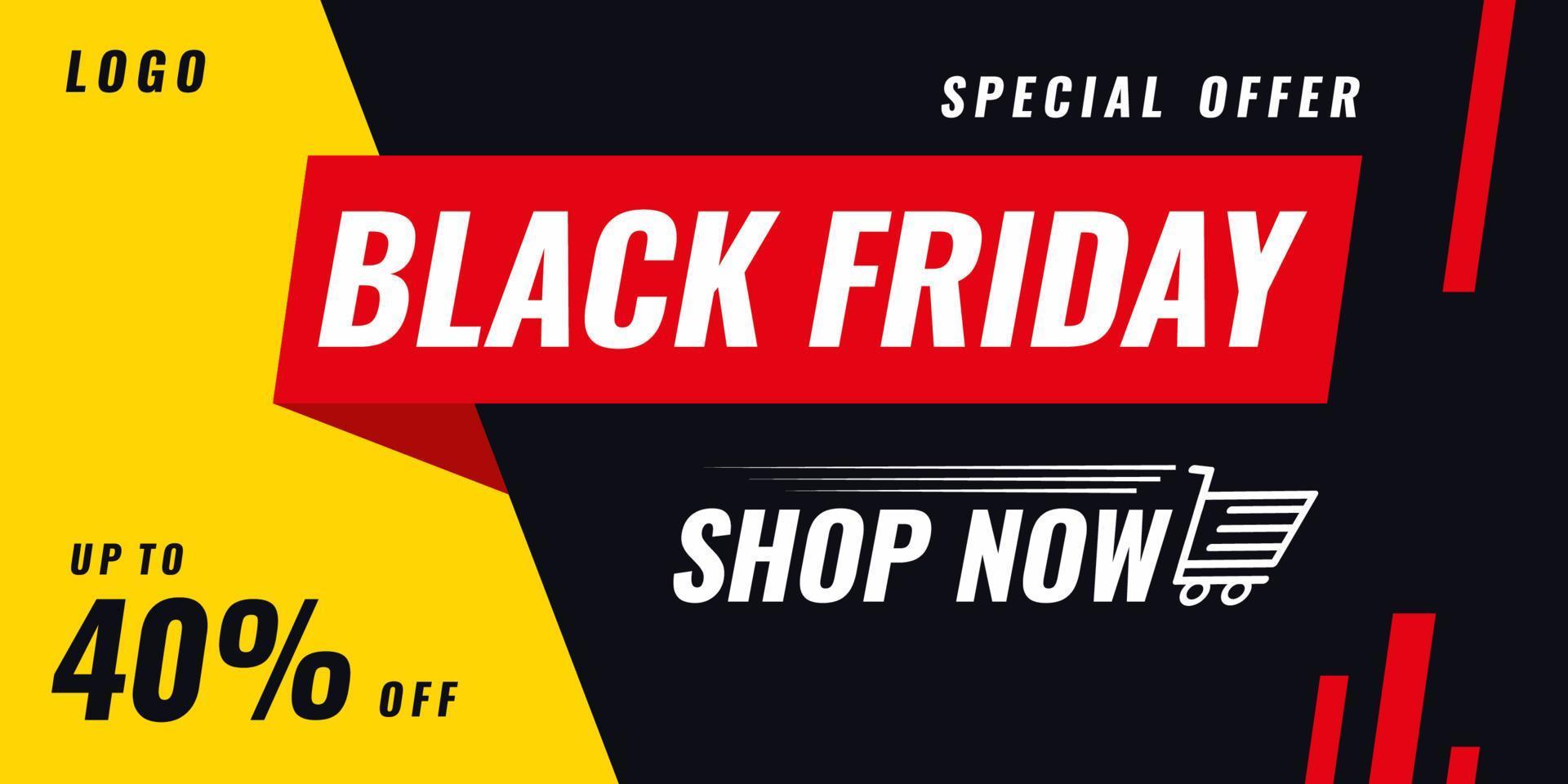 Special offer Black friday sale background banner with trolley vector