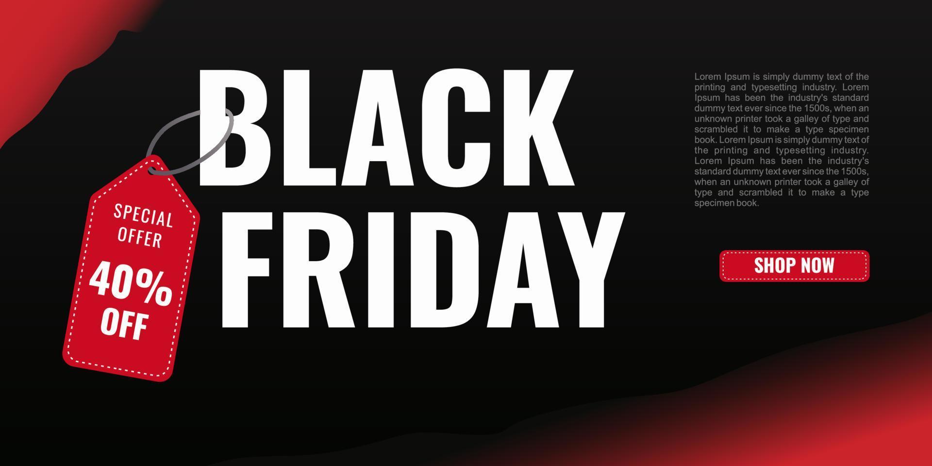 Black friday sale banner layout design for website or landing page vector