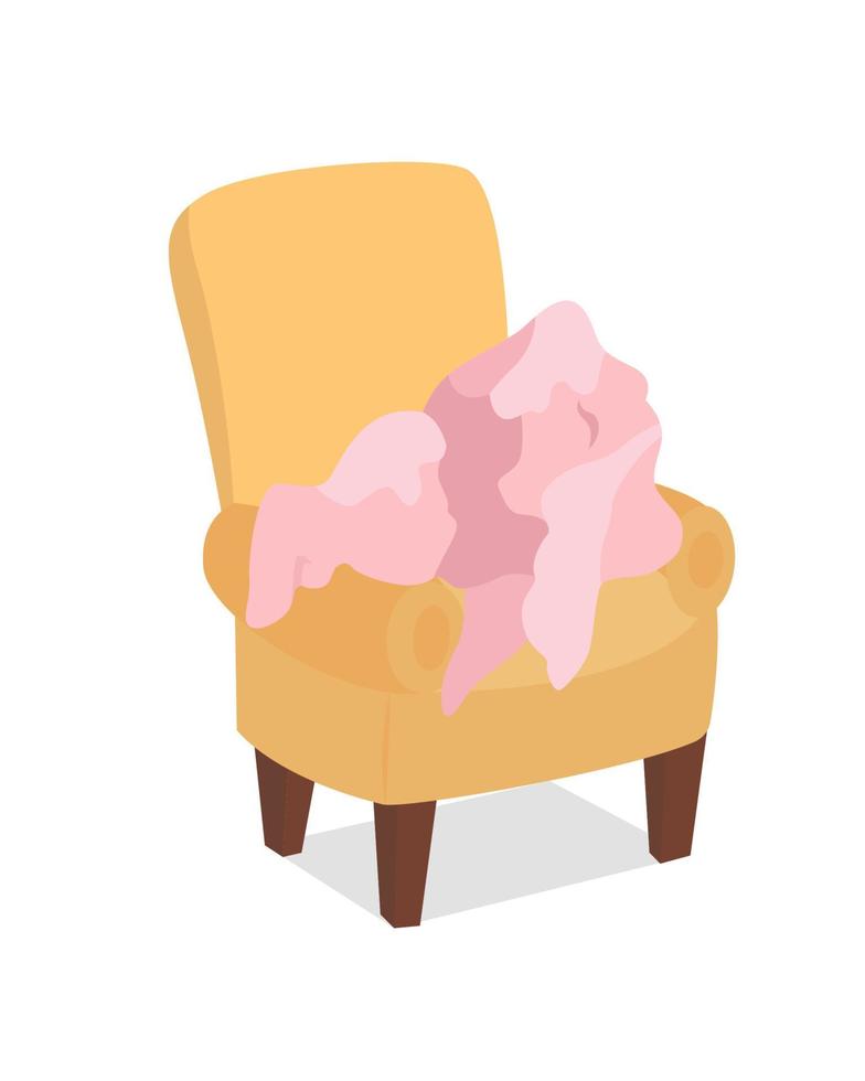 Leaving dirty clothes on armchair semi flat color vector object