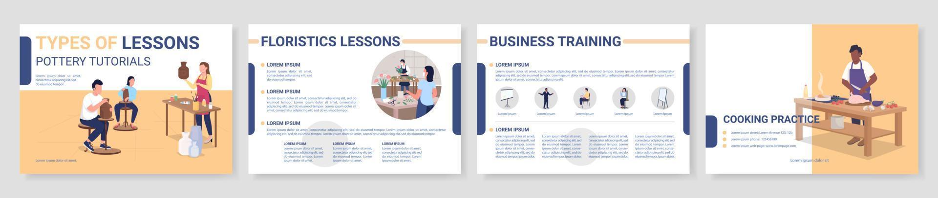 Types of lessons flat vector brochure template
