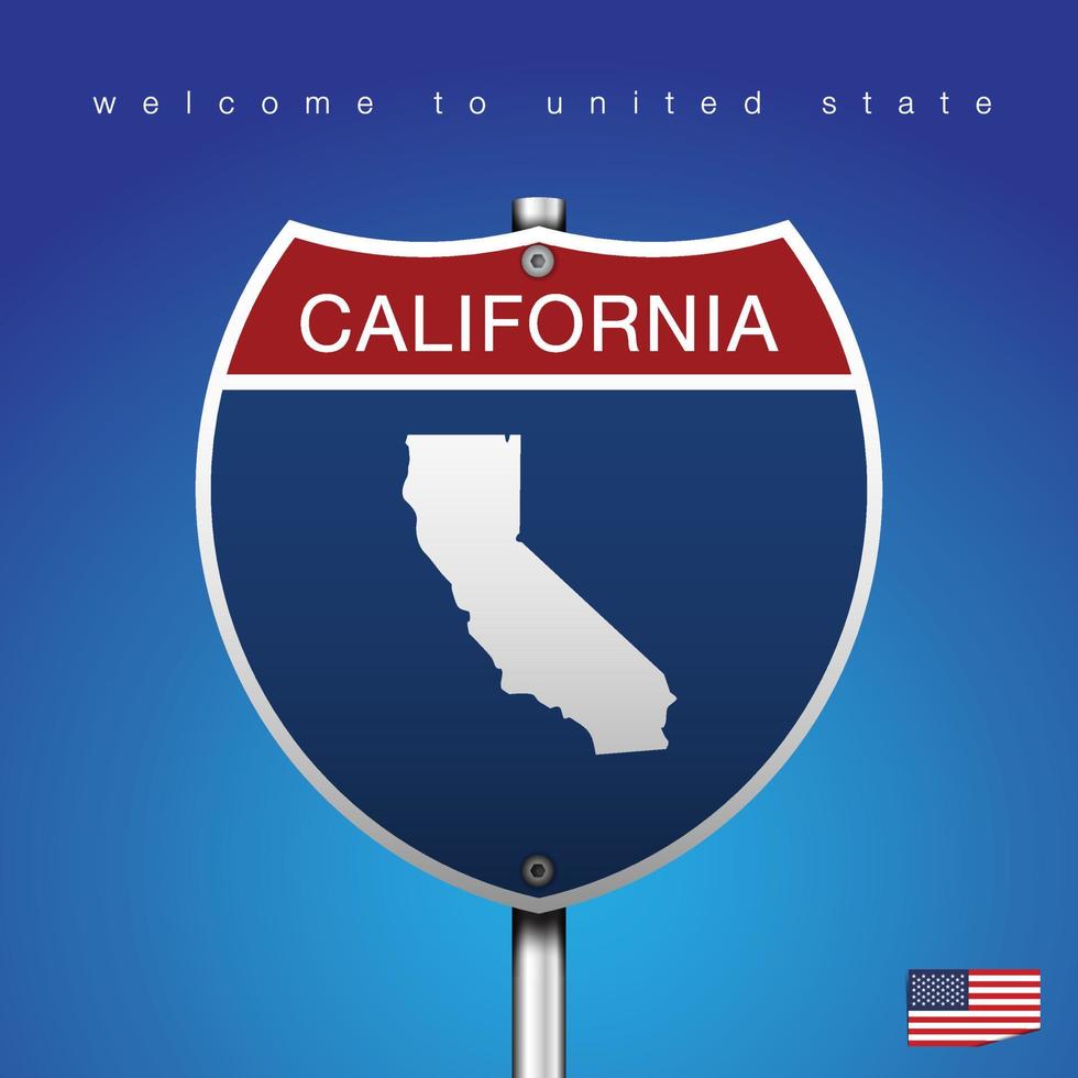 firmar la carretera estilo américa california y mapa vector