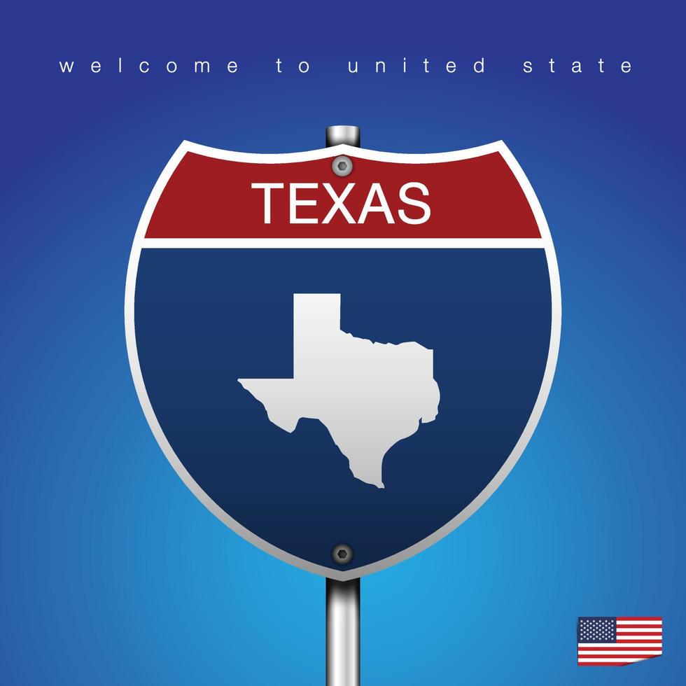 firmar la carretera estilo americano texas y mapa vector