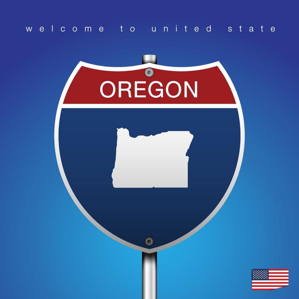 Sign Road America Style Oregon and map vector