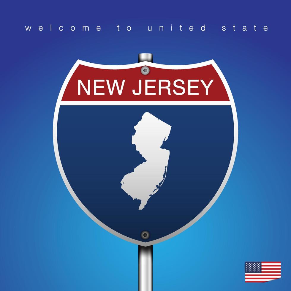 Firmar la carretera de estilo americano de Nueva Jersey y mapa vector