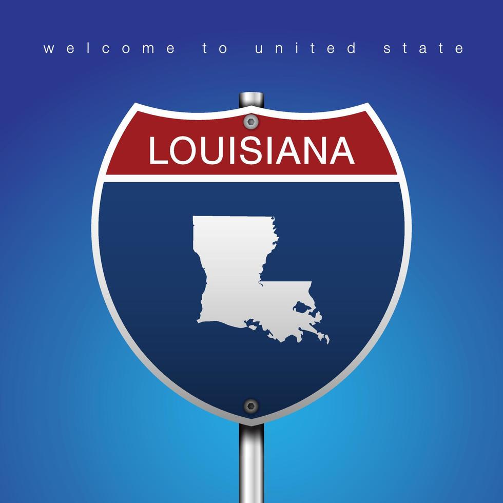 Sign Road America Style Louisiana and map vector