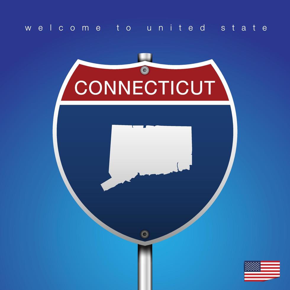 Sign Road America Style Connecticut and map vector