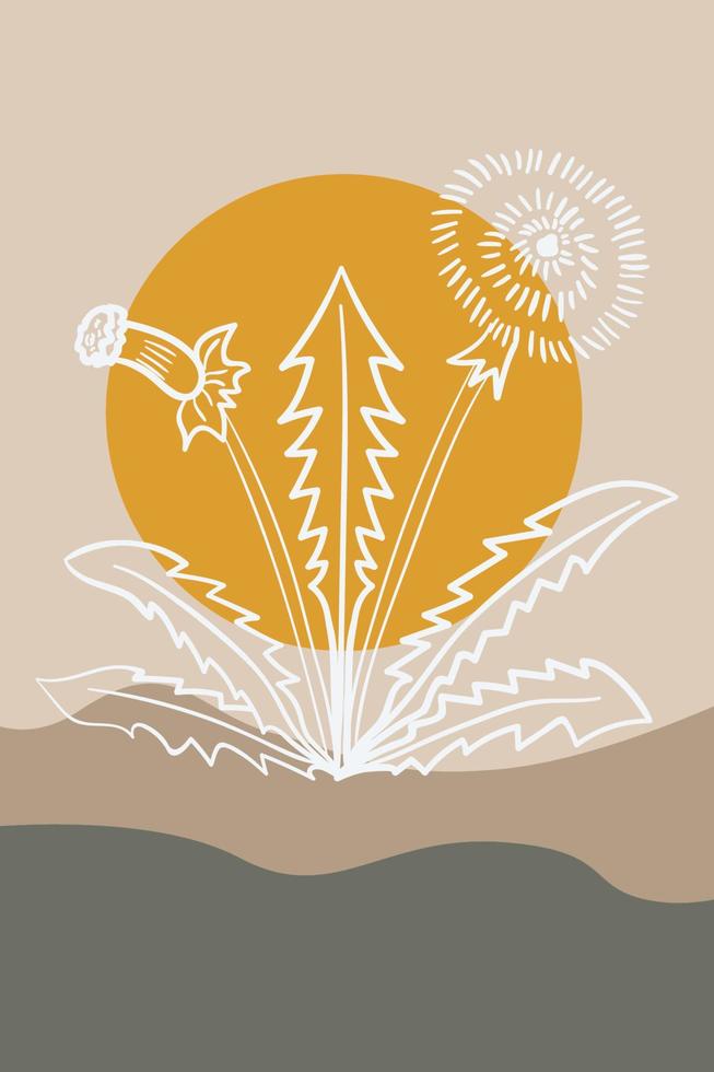 dandelion, abstract, poster, minimal vector