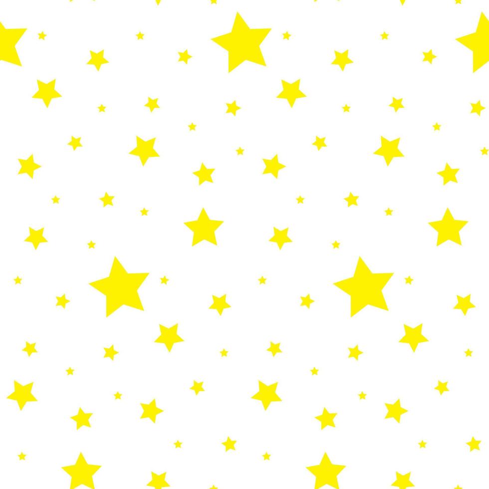 Vector seamless pattern with stars. Colorful background. Simple creative print for clothes, web, greeting cards, gift wrap and design. Yellow stars on white board. Night sky, astrology and astronomy