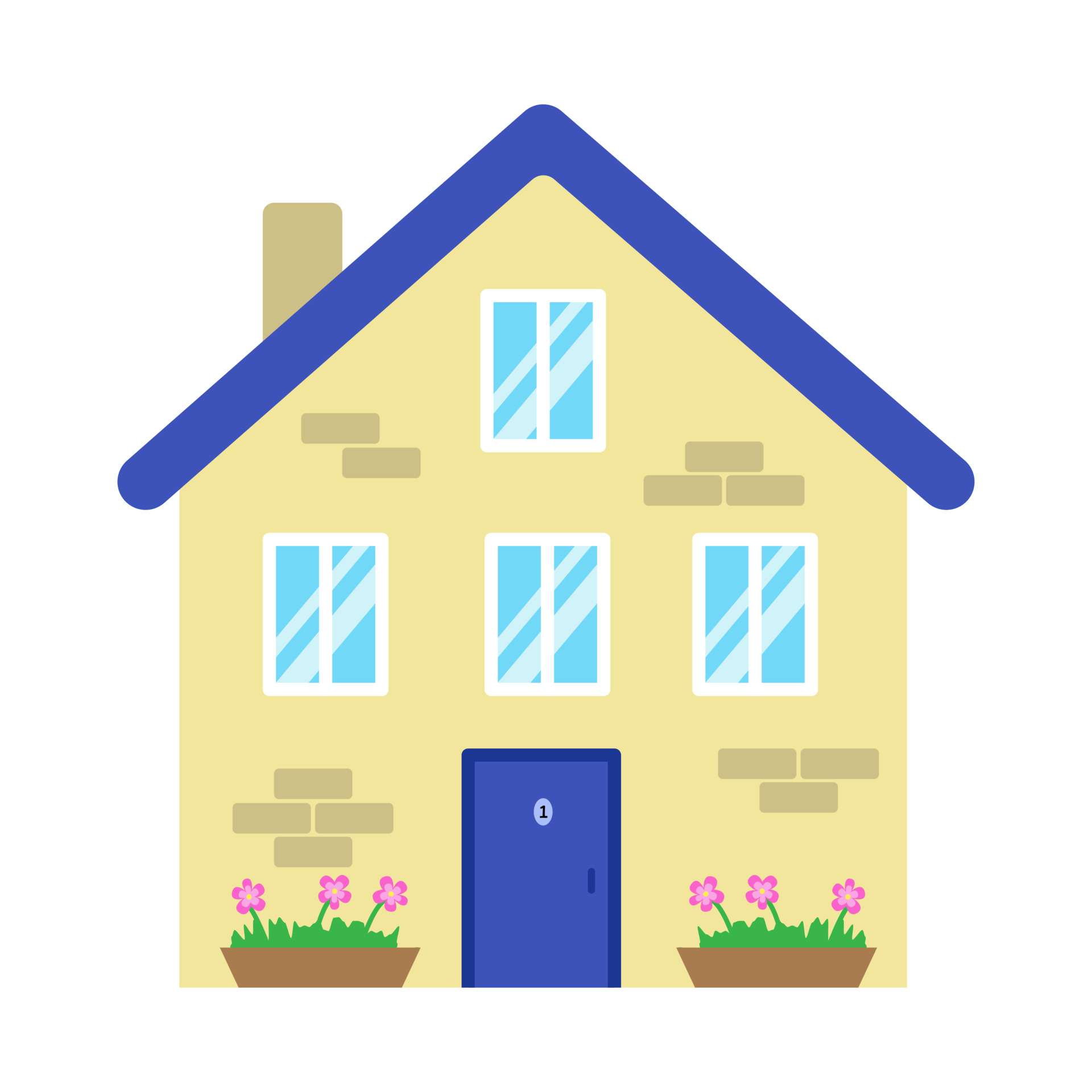 Cute cartoon yellow house, vector illustration. Small house with door and  small windows. Flat illustration, home symbol. Icon for web and graphic  resources, design element. Illustration for children 3494800 Vector Art at