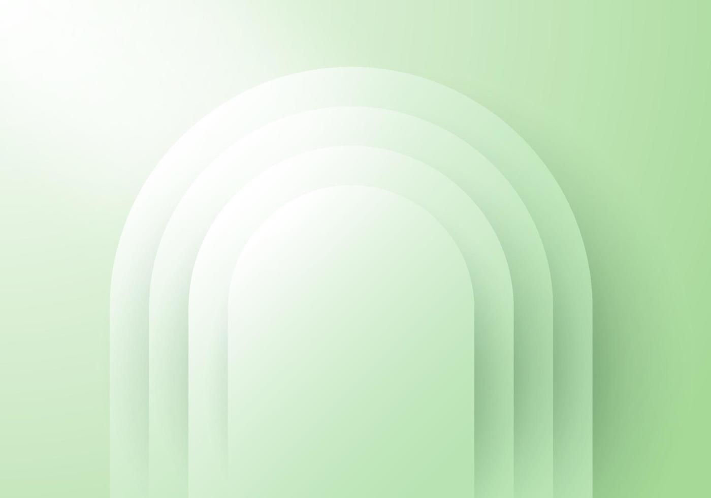 3D green geometric rounded layered paper cut style backdrop vector