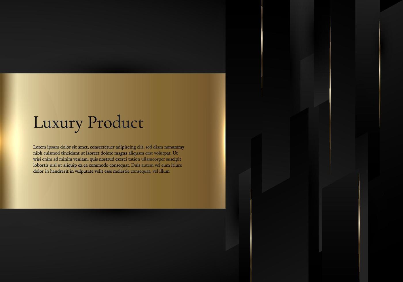Template background black geometric stripes golden line gold label vector