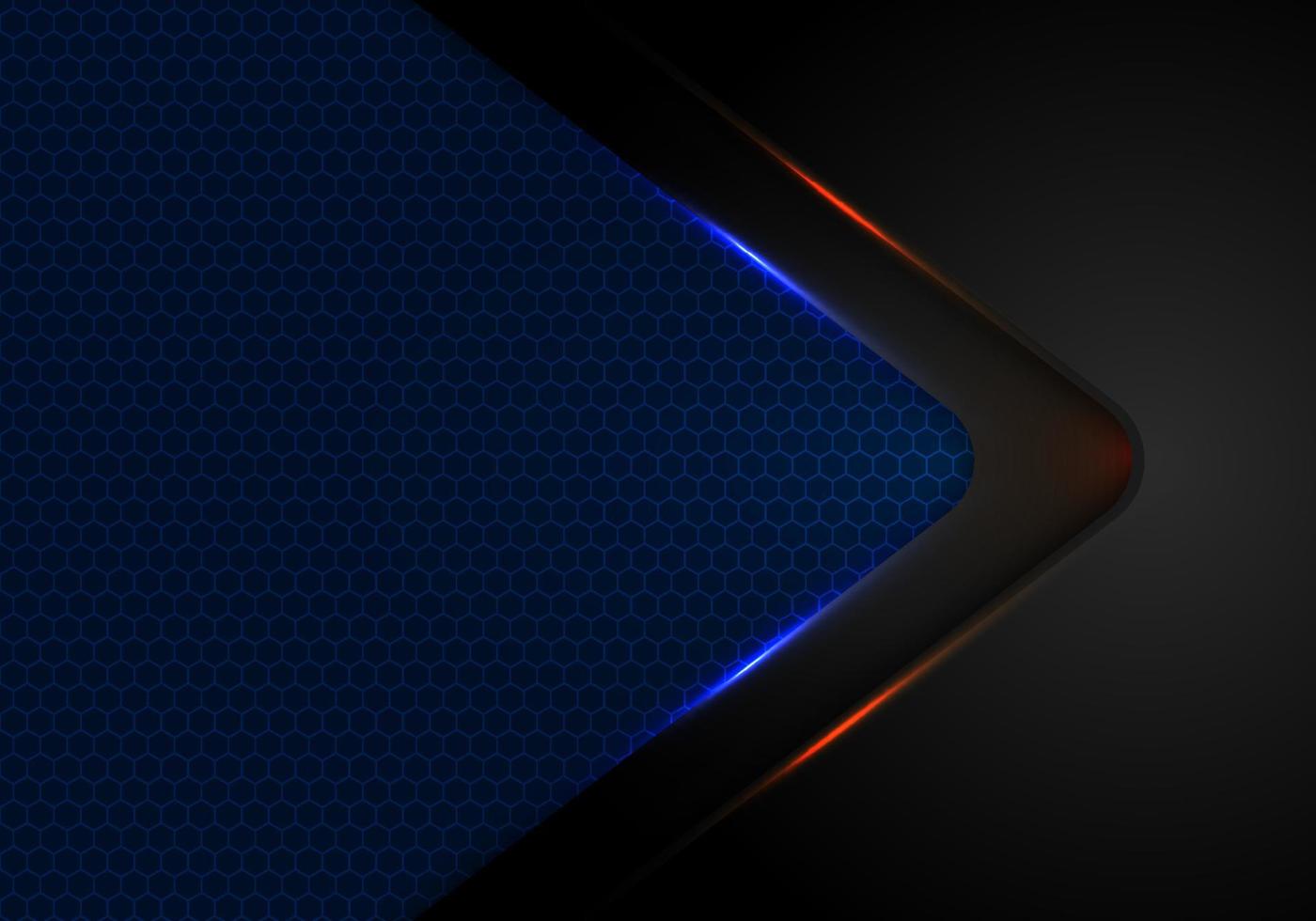 Abstract black arrow layer with blue and red light on blue background vector